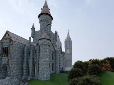 hogwarts 3d model castle in minecraft 3D model