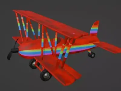 Rainbow plane Low-poly 3D model