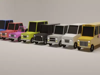 Low Poly Suburban Vehicle Pack Low-poly 3D model