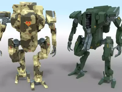 Animated mecha 3D model