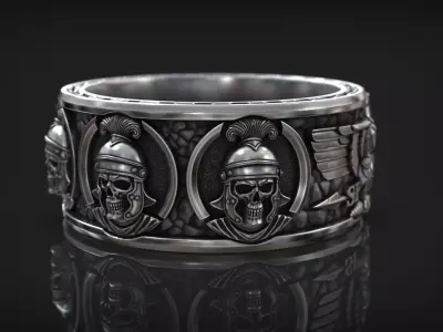 Skull Centurion Helmet SPQR Roman Legion Ring 3D print model