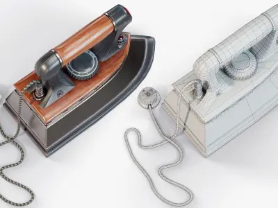 Iron Steam Vintage  Low-poly 3D model