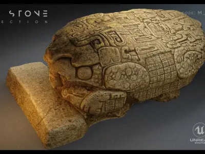 Mayan Stone 02 PBR 4K Low-poly 3D model