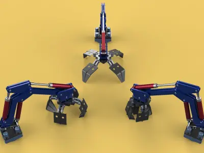 ARM THUMB GRAB BUCKET LOADER LIFTING CRANE GRABBER GRAPPLE JAW 3D model