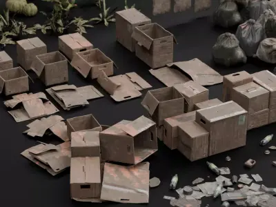 Rafinery Post Apocalyptic Assets Low-poly 3D model