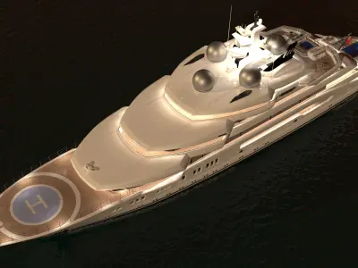 Amadea Superyacht Night Scene 3D model
