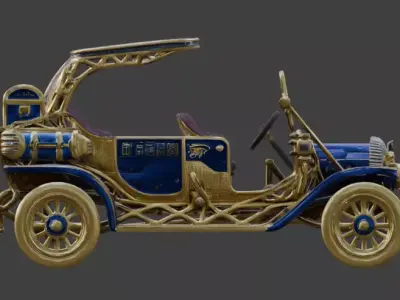 Ancient Egyptian Pharaoh Brass Era Car 3D Model Low-poly 3D model