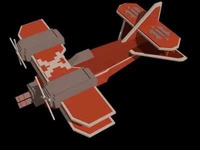 pixel art of aircraft Low-poly 3D model