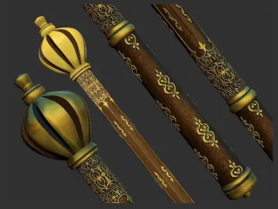 Medieval mace Low-poly 3D model 13