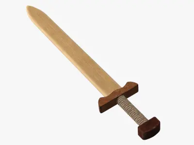 Wooden Practice Sword Fur 3D model
