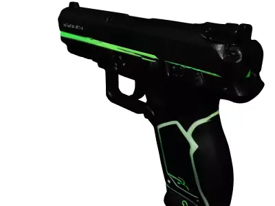 Scifi Pistol Green Sight Matte Black 3D model