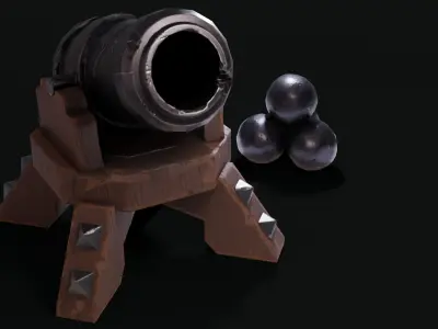Stylized Cannon Low-poly 3D model purchase