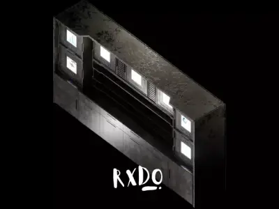 Computer - Monitoring Shelf 3D Model Industrial Dystopian  Low-poly 3D model