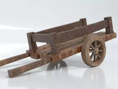 Old Wood Wagon Low-poly 3D model