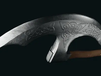 Pagan Battle axe Low-poly 3D model