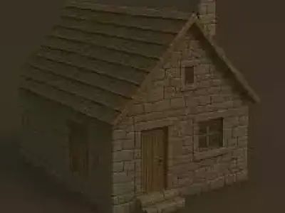 Realistic Medieval Stone Cottage 3D Model for Environment Design 3D model