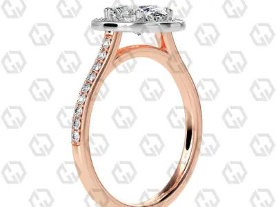 Ring 196 Oval Shape Cathedral Halo pave set with Gems 3D print model