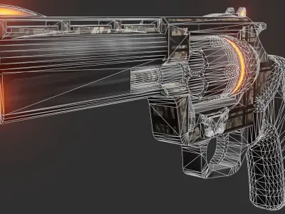 Sci-fi revolver Low-poly 3D model purchase