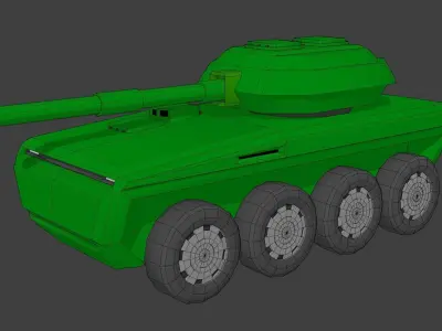 Wheeled Stylized Tank  Low-poly 3D model