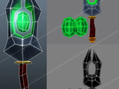Dagger glowing sword Low-poly 3D model