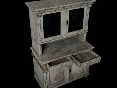 Old worn kitchen cabinet Low poly 3d Model Low-poly 3D model