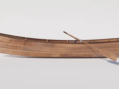 Wooden row boat 3D model