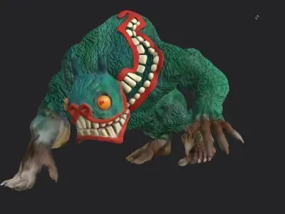 blue fur monster 3D model