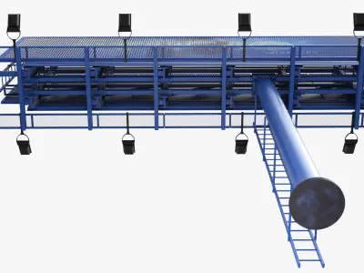 Rotating Billboard on Monopole with Ladder Brand 3D model