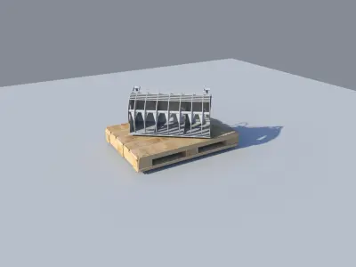Grab-Shovel wooden pallet with piece of wood on top Low-poly 3D model