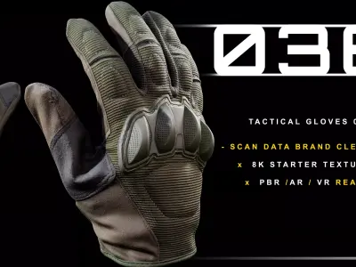 Tactical Gloves 036 Low-poly 3D model