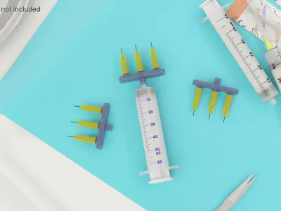 Multi Injector 3 Needles Straight Yellow 3D model
