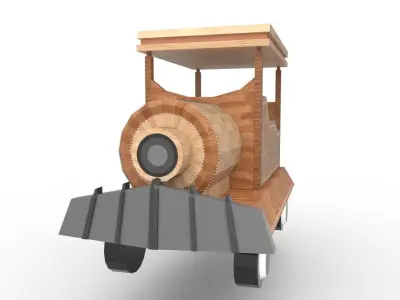 Train with Train Station Scene - LowPoly PBR GameReady Low-poly 3D model