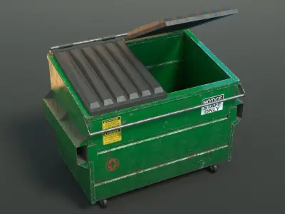 Dumpster garbage can on wheels Low-poly 3D model buy