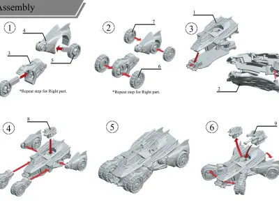 1-70 SCALE BATMAN ARKHAM KNIGHT BATMOBILE 3D print model purchase