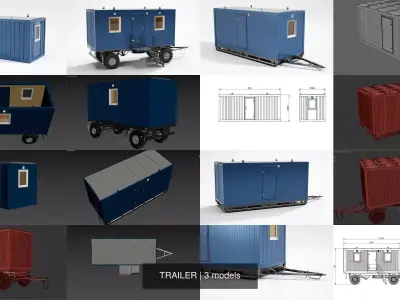TRAILER portable building on wheels 3D Model Pack