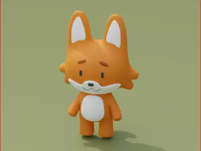 orange fox 3D model