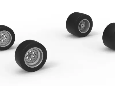 Wheel Set of Pavement Silver Crown Car Version 2 Scale 1 to 25 3D print model