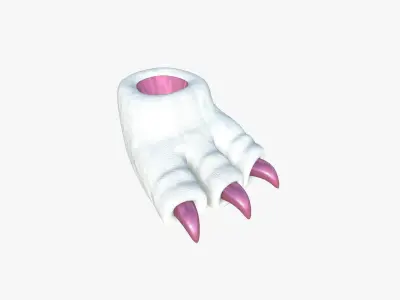 Slippers G09 White Pink Dino Paw - Costume Character Design Low-poly 3D model