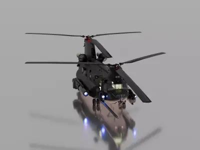 Military Heavy Transport Helicopter  Low-poly 3D model