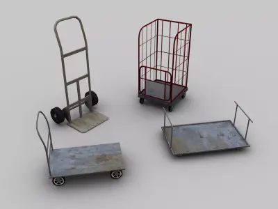 Trolley Cart Pack Low-poly 3D model