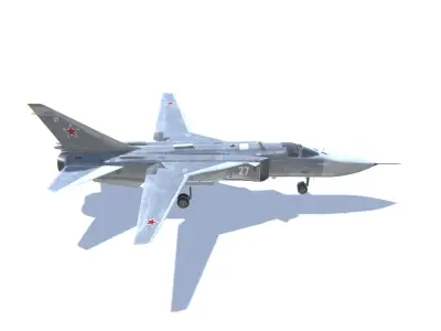 SU-24 Fencer Jet Fighter Aircraft Low-poly 3D model