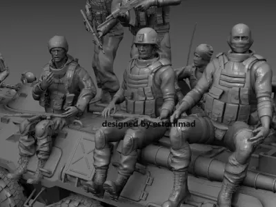 PACK 8 SOLDIERS CONFLICT UKRAINE IN BTR 80 3D print model