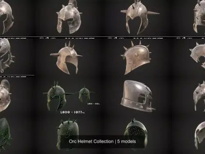 Orc Helmet Collection 3D Model Pack