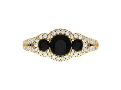 3 Stone Engagement Ring 3D print model buy
