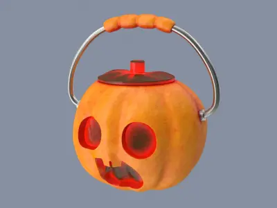 Jack-o-Lantern Skullface Bucket 3D model