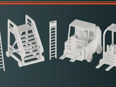 Low Poly Factory Equipment 3D model
