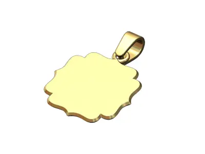 Engravable ornamental square vintage pendant with bail 3D print model