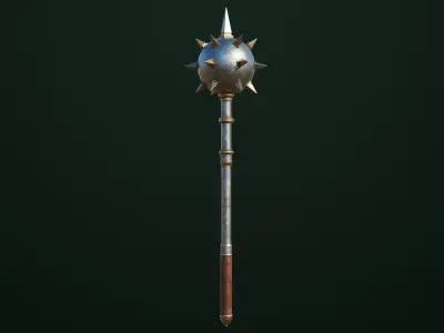 Old Medieval Mace 01 All PBR Unity UE Textures Low-poly 3D model