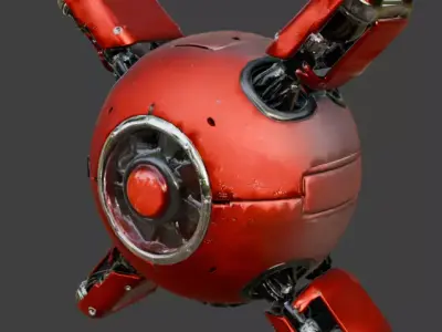 Realistic Sci-Fi Red Hover Drone 3D Model Low-poly 3D model