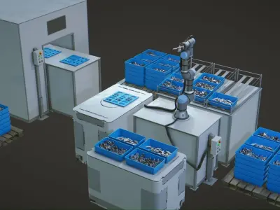 Industrial Packing Machine Collection Low-poly 3D model